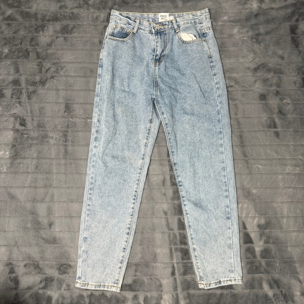 Princess Polly Light Wash Mom Jeans High Waisted Tapered Denim Blue Women Size 4